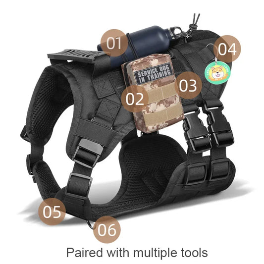 Tactical Dog Harness Large Training Hunting Vest for K9 Dogs - Detail Angle 2 | Majestic Pet Kingdom