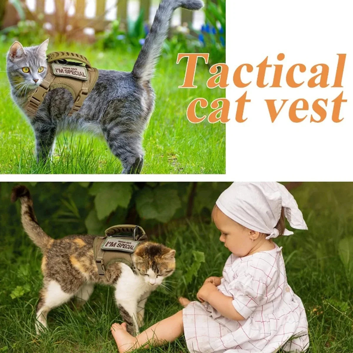 Tactical Cat Harness For Walking Escape Proof Adjustable Pet Vest Harness Soft Mesh With Control Handle For Large Cat Small Dog - Camouflage Set | Purrfect Pet Kingdom