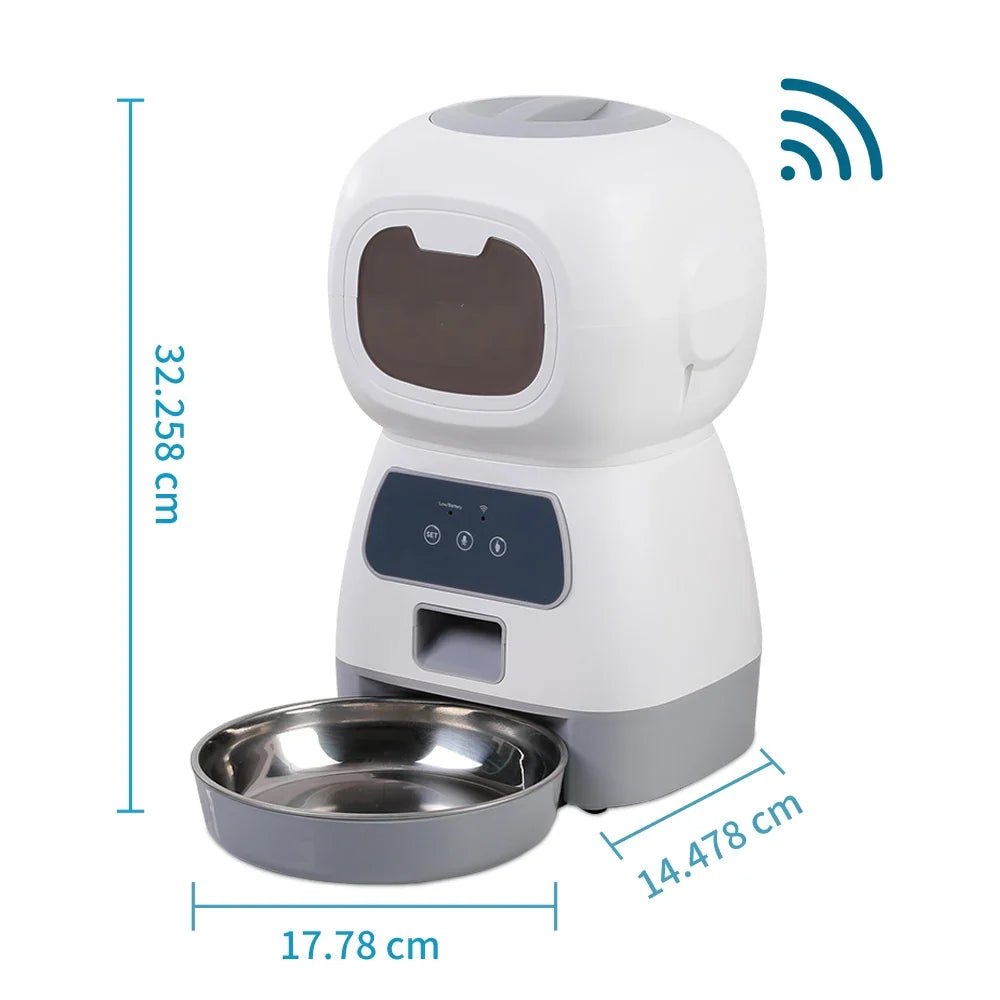 3.5L Automatic Pet Feeder For Cats WiFi Smart Swirl Slow Dog Feeder With Voice Recorder Large Capacity Timing Cat Food Dispenser - Majestic Pet Kingdom
