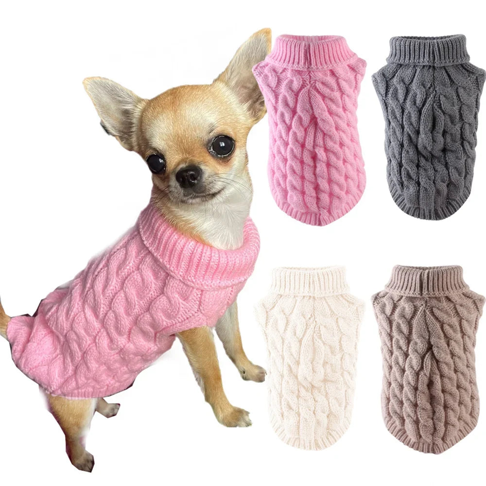 Dog Sweater Classic Solid Cable Knit Warm Winter Pullover Top - Main Feature View | Majestic Pet Kingdom