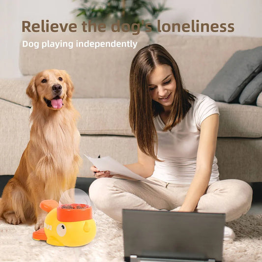 Interactive Pet Feeder Yellow Duck Automatic Food Dispenser | Purrfect Pet Kingdom