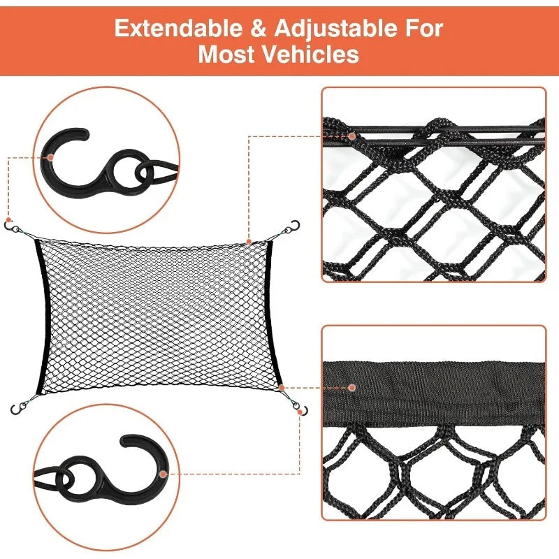 120X90CM Car Trunk Fence Pet Dog Isolation Protective Net Durable Elastic Isolation Double Layer Nets Safety Fence for Any Car | Purrfect Pet Kingdom