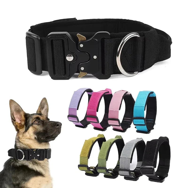 Adjustable Tactical Dog Collar with Metal Buckle Outdoor Walking | Majestic Pet Kingdom™