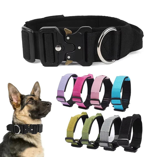 Adjustable Tactical Dog Collar with Metal Buckle Outdoor Walking | Majestic Pet Kingdom™