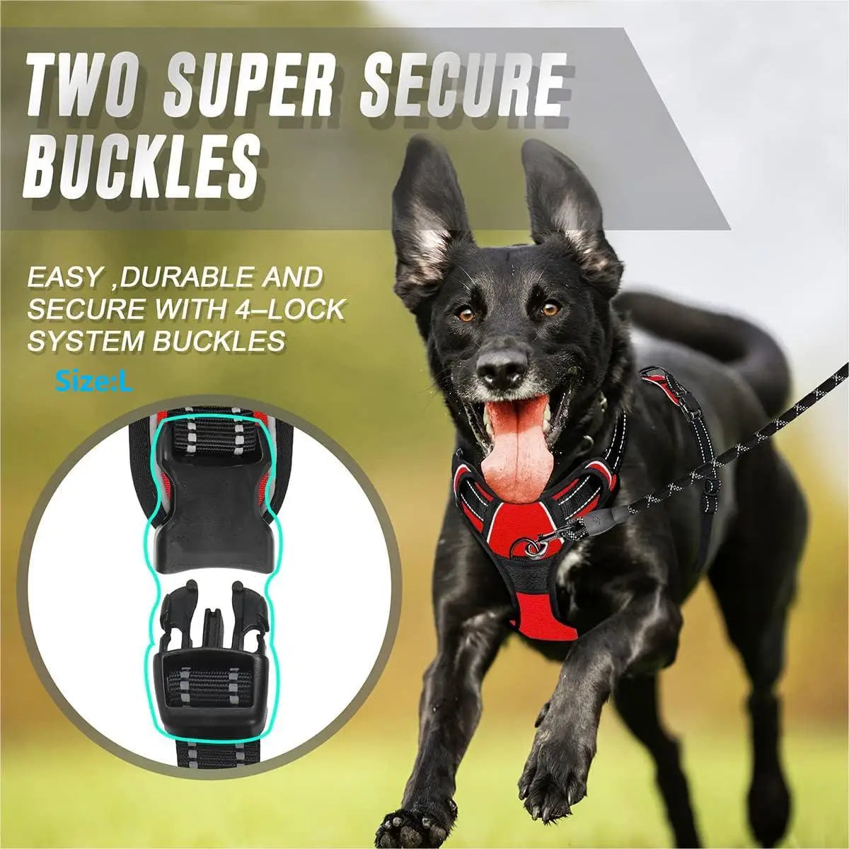 No Pull Dog Harness Front Clip Heavy Duty Reflective Easy Control Handle for Large Dog Walking - Majestic Pet Kingdom