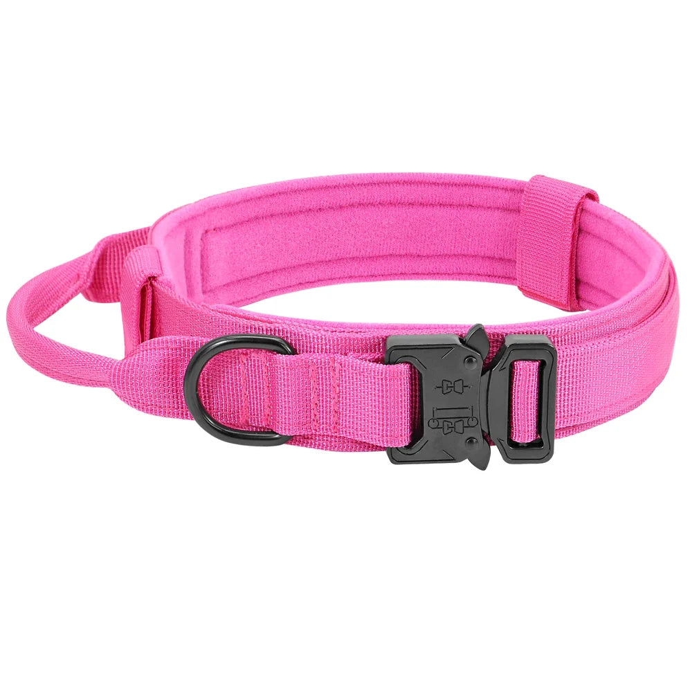 Military Tactical Dog Collar Nylon Dogs Collars Durable Pet Training Necklace Adjustable For Medium Large Dogs French Bulldog - Red | Purrfect Pet Kingdom