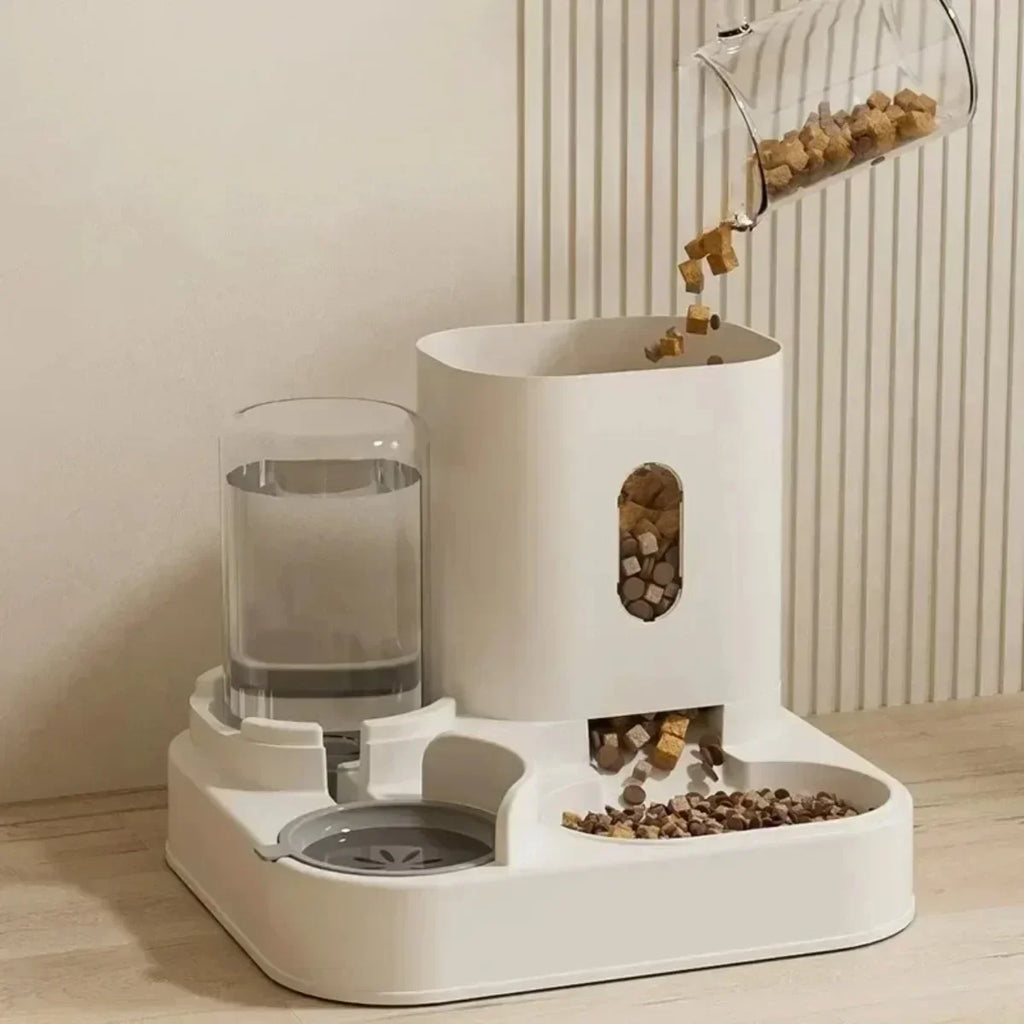 Automatic Pet Feeder Dog Cat Food Bowl Water Fountain Storage