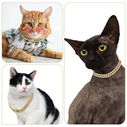 Dog Cuban Chain Collar Diamond Walking Metal Choker Jewelry - Detail Angle 2 | Majestic Pet Kingdom