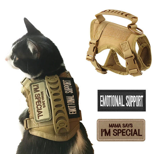 Tactical Cat Harness Escape Proof Breathable Vest Patches - Main Feature View | Majestic Pet Kingdom