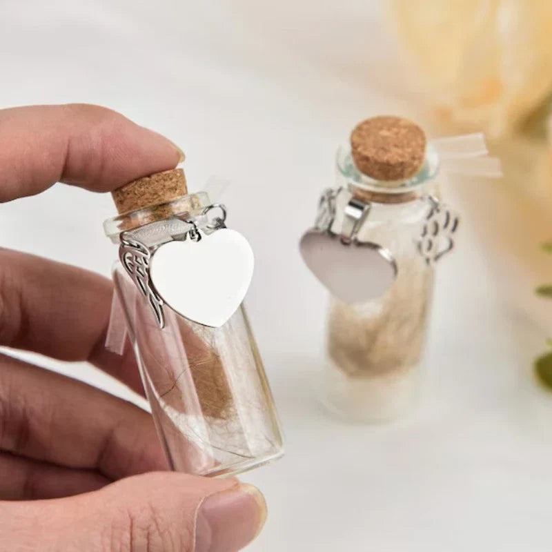 Pet Memorial Bottle for Pet Hair Dogs Cats | Fur Keepsake Storage with 3 Silver Accessories