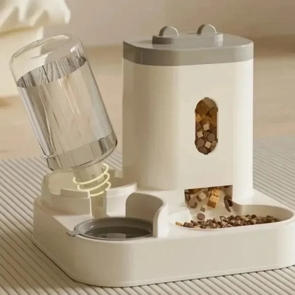 Automatic Pet Feeder Dog Cat Food Bowl Water Fountain Storage