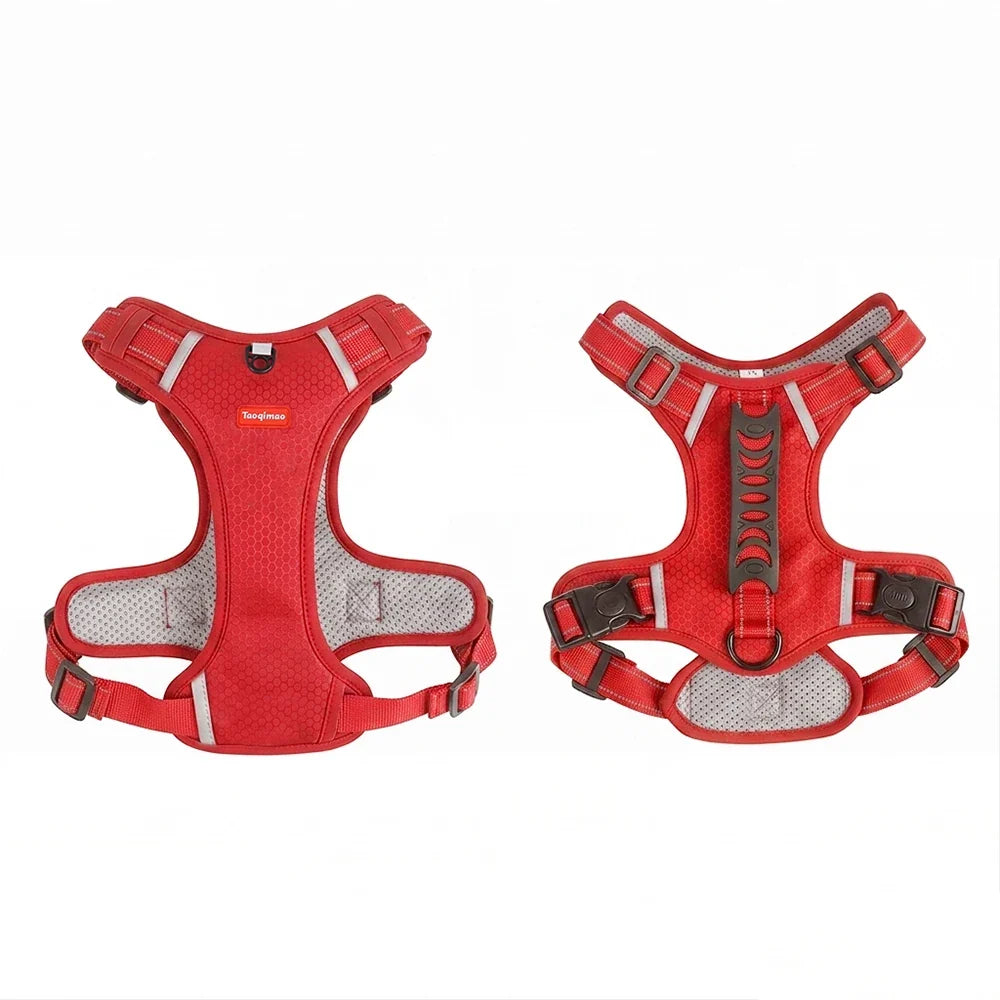 Tactical Dog Harness No Pull Reflective Pet Vest Adjustable Breathable Mesh Dog Chest Strap with Handle for Small Large Dogs Cat - Red | Purrfect Pet Kingdom