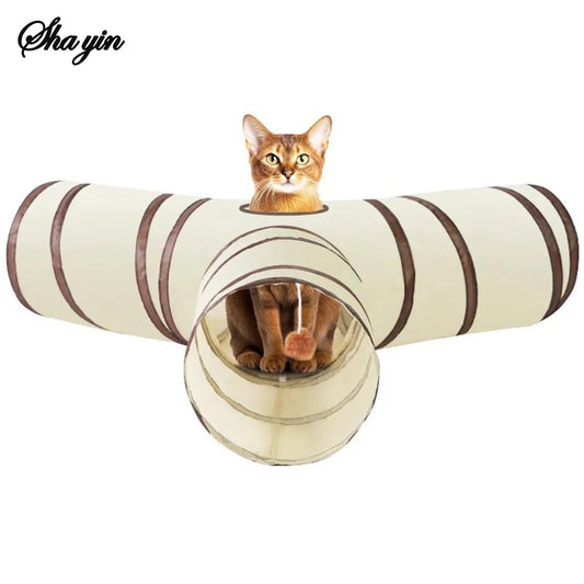 1PC Cat Tunnel, Collapsible Tube with 1 Play Ball Toys, 3 Ways Tunnels for Indoor Cats - Majestic Pet Kingdom