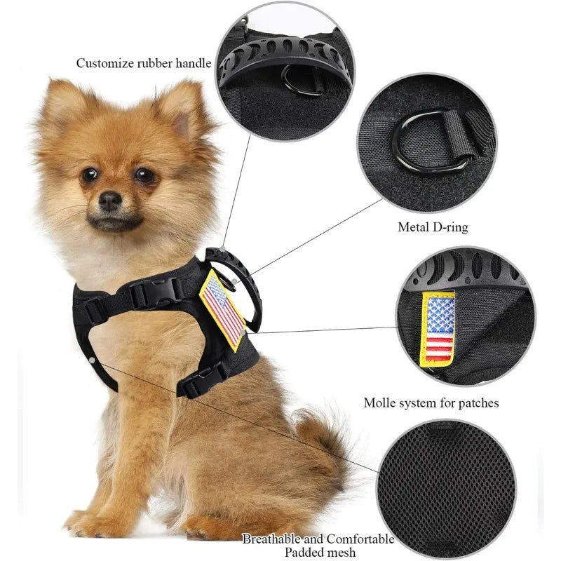 Tactical Small Dog Harness For Puppy Cats Adjustable Kitten Vest Harnesses For Military Dogs Working Training Walking Free Size | Purrfect Pet Kingdom
