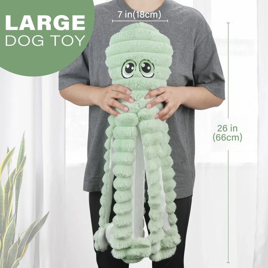 Dog Plush Toy Octopus Shape Squeaky Teething Interactive Chew
