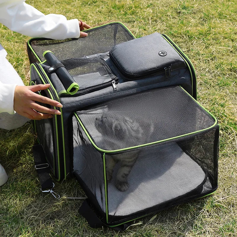 Cat Bag Foldable Large Capacity Cat Outdoor Car Expansion Portable Pet Handbag Breathable Diagonal Cross Bag for Cats and Dogs - Majestic Pet Kingdom