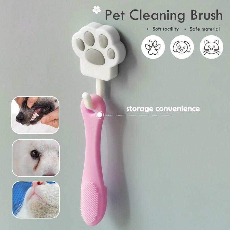 Pet Dental Brush Long Handle Silicone Toothbrush Eye Cleaner - Detail Angle 2 | Majestic Pet Kingdom
