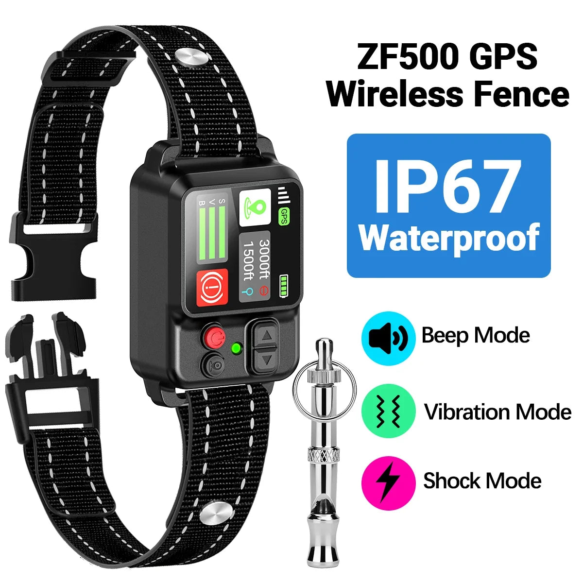 GPS Dog Fence Collar IP67 Waterproof Shock Containment System | Purrfect Pet Kingdom