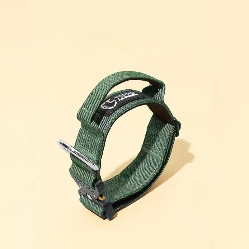 Tactical Dog Collar with Leash - No-Pull Anti-Escape Collar for Large & Medium Dogs, Outdoor Training Pet Collar - Green leash | Purrfect Pet Kingdom