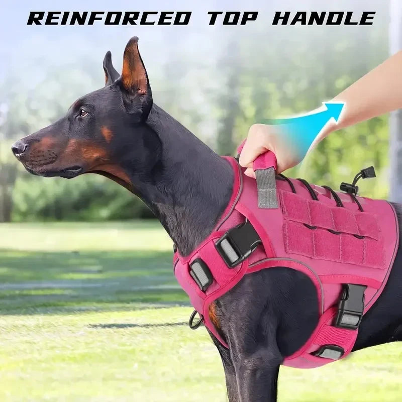 Adjustable No-Pull Tactical Dog Harness with Handle for Large Dogs - Reflective Military Vest for Labrador Retriever, Siberian H - army green | Purrfect Pet Kingdom