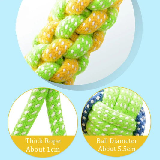 Dog Rope Toy Knotted Cotton Ball Dental Cleaning Chew Toy