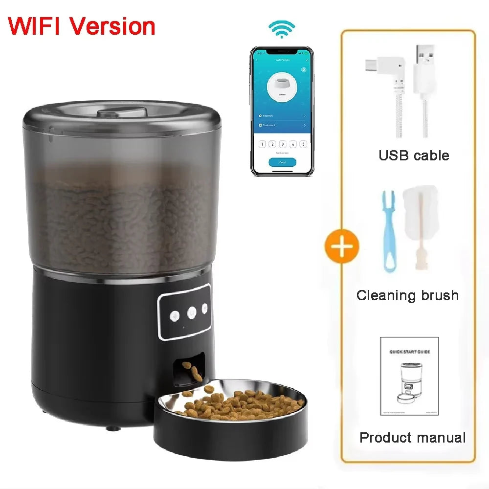 Automatic Pet Feeder 4L Capacity Smart Timer Tuya Control Food Dispenser with Stainless Steel Bowl Dogs Cats Feeding Supplies - Majestic Pet Kingdom