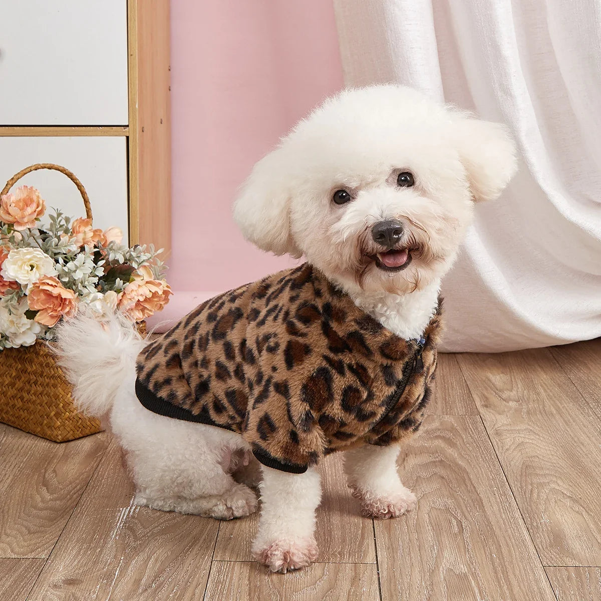 Pet Clothes for Dog Cat Puppy Tank Top Colorful Leopard Fuzzy Coat Sweatshirt Dog Outfits for Small Medium Dog for Autumn Winte - Majestic Pet Kingdom