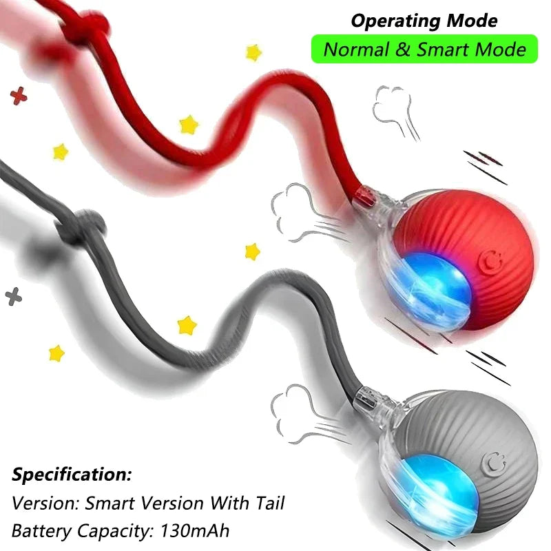 iLMH 1/2 PCS Cat Interactive Ball Toy Automatic Rolling Ball Faux Tail Rechargeable Smart Pet Electric Toy Pet Toy Imitate Mouse - Majestic Pet Kingdom