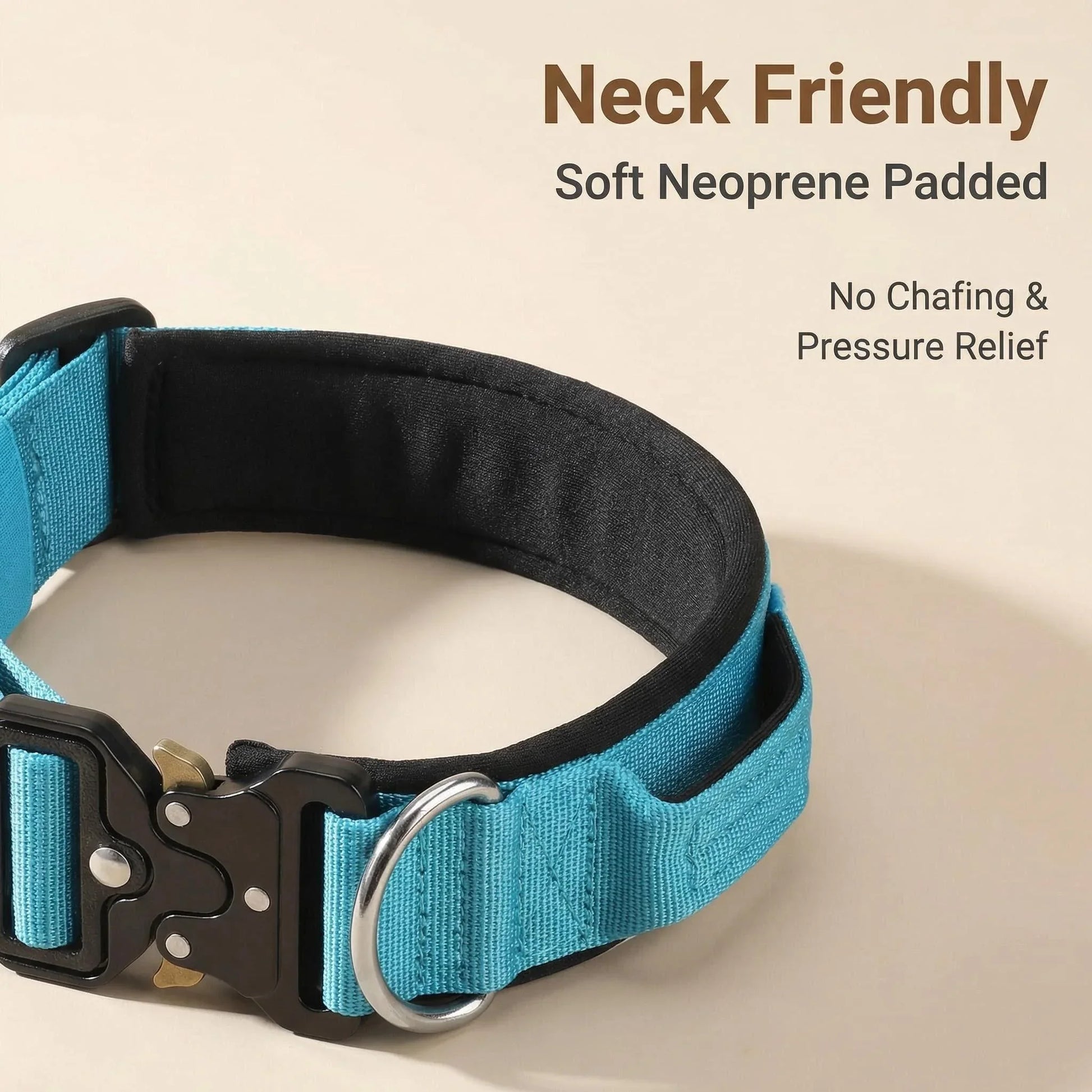 Padded Tactical Dog Collar Heavy Duty, Soft Neoprene Adjustable Nylon with Metal Buckle for Large Medium Dogs - Army Green | Purrfect Pet Kingdom