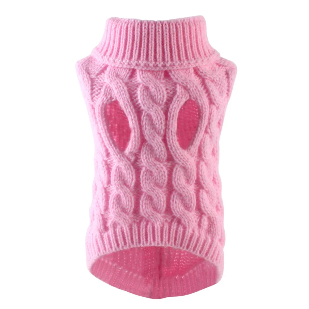 Dog Sweater Classic Solid Cable Knit Warm Winter Pullover Top - Detail Angle 4 | Majestic Pet Kingdom