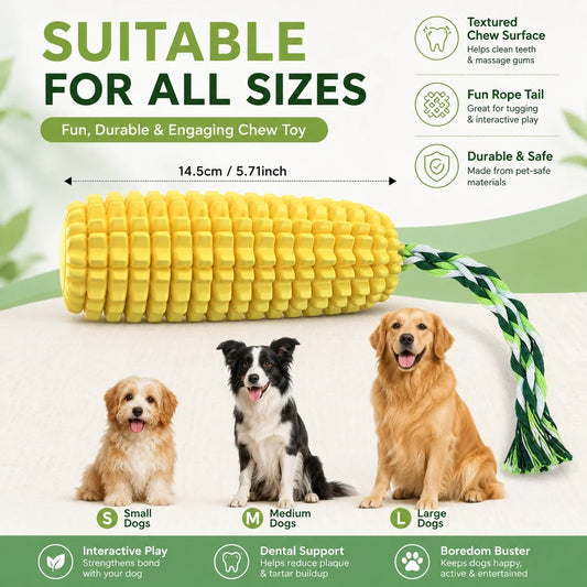 Dog Chew Toy Corn Shape Dental Teeth Cleaning Rubber Stick