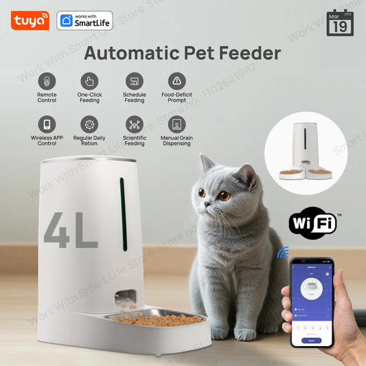 Smart Pet Feeder 4L Automatic WiFi App Control Cat Dog Dispenser - Majestic Pet Kingdom