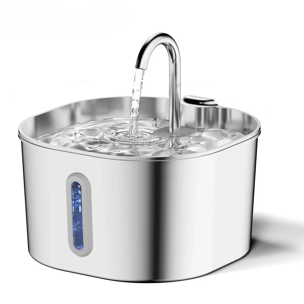 2.2L Automatic Cat Water Fountain Square Stainless Steel Pet Water | Majestic Pet Kingdom™