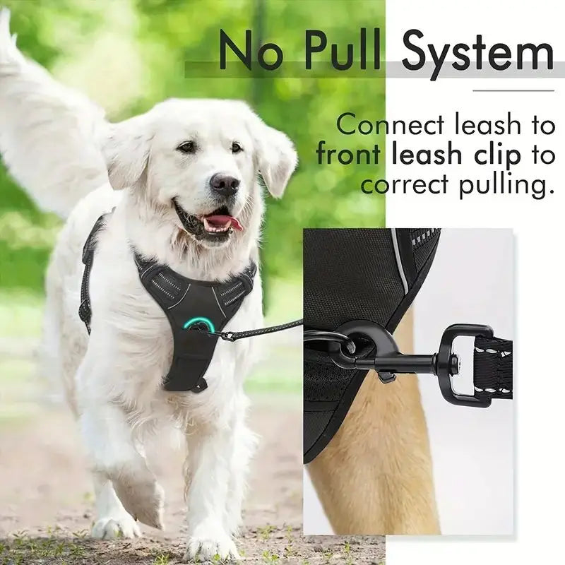 Service Dog Harness Front Clip Heavy Duty Reflective Easy Control Handle for Large Dog Walking，Easy to Control for Small Medium - Majestic Pet Kingdom