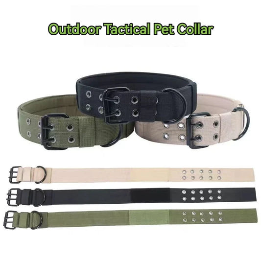 Adjustable Sturdy Tactical Dog Collar with Leash Set for Medium to Large Dogs Anti-Bite Durable Neck Collar For Strong Dogs - Black Set | Purrfect Pet Kingdom