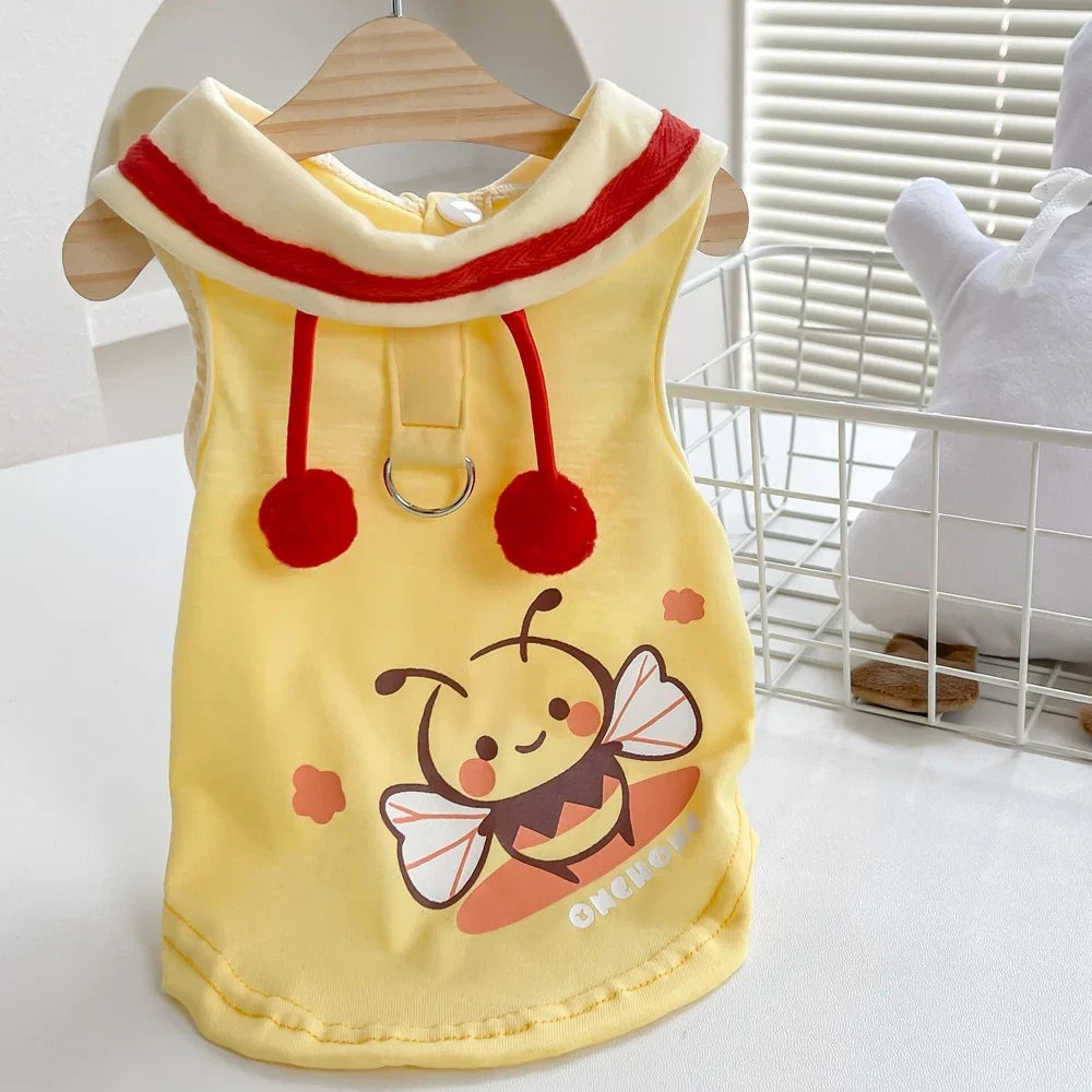 Cute Bee Clothes For Dog Summer Pink Yellow Luxury Pet Harness Vest Apparel For Puppies Small Medium Size Designer Chihuahua Pug - Majestic Pet Kingdom