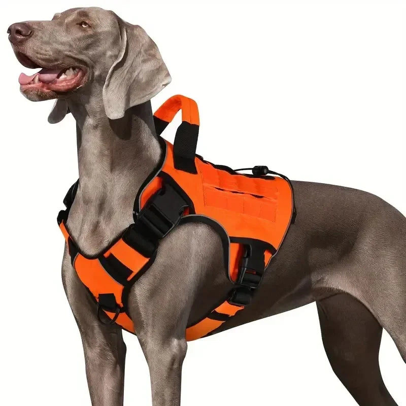 Adjustable No-Pull Tactical Dog Harness with Handle for Large Dogs - Reflective Military Vest for Labrador Retriever, Siberian H - army green | Purrfect Pet Kingdom