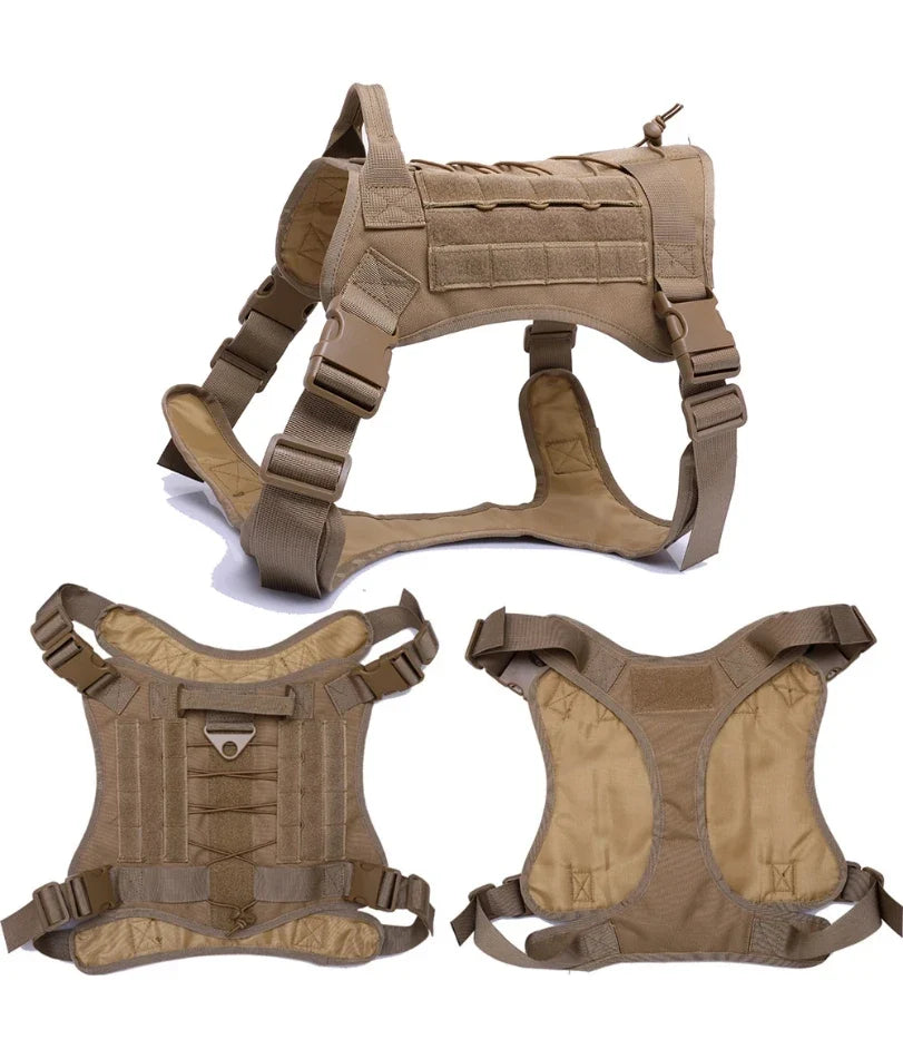 Tactical Dog Harness Military Training  Padded Quick Release Vest Pet Training Dog Harness For Set Small Medium Large Dogs - black | Purrfect Pet Kingdom