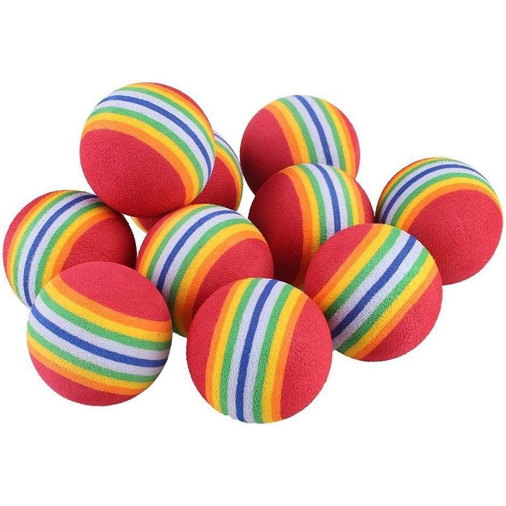 Cat Toy Balls 10-Pack Rainbow Foam Quiet Chase Activity Toys