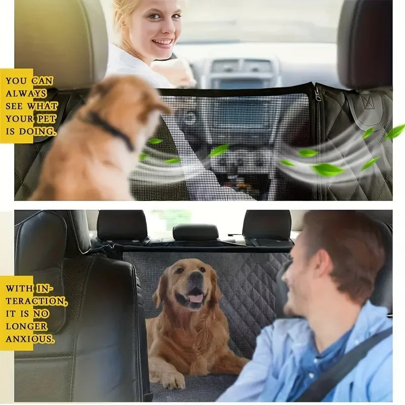 Dog Seat Cover for Back Seat, 100% Waterproof Dog Car Seat Covers with Mesh Window, Scratch Prevent Antinslip Dog Car Hammock, C - Majestic Pet Kingdom