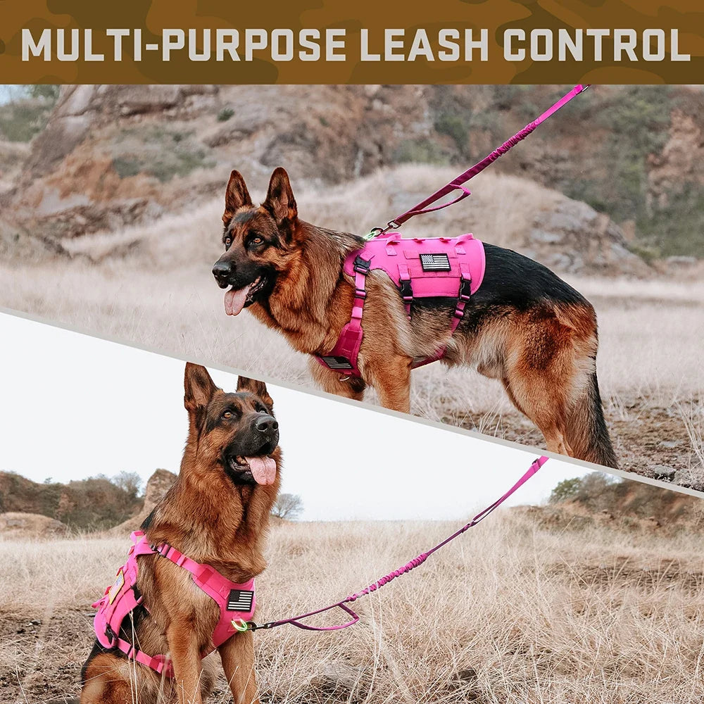 Tactical Dog Harness Collar Leash Set Military Training Pet Vest with Pouches Flags Durable Collars for Big Dogs German Shepherd - BRCA | Purrfect Pet Kingdom