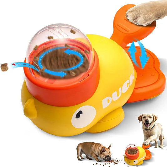 Interactive Pet Feeder Yellow Duck Automatic Food Dispenser | Purrfect Pet Kingdom
