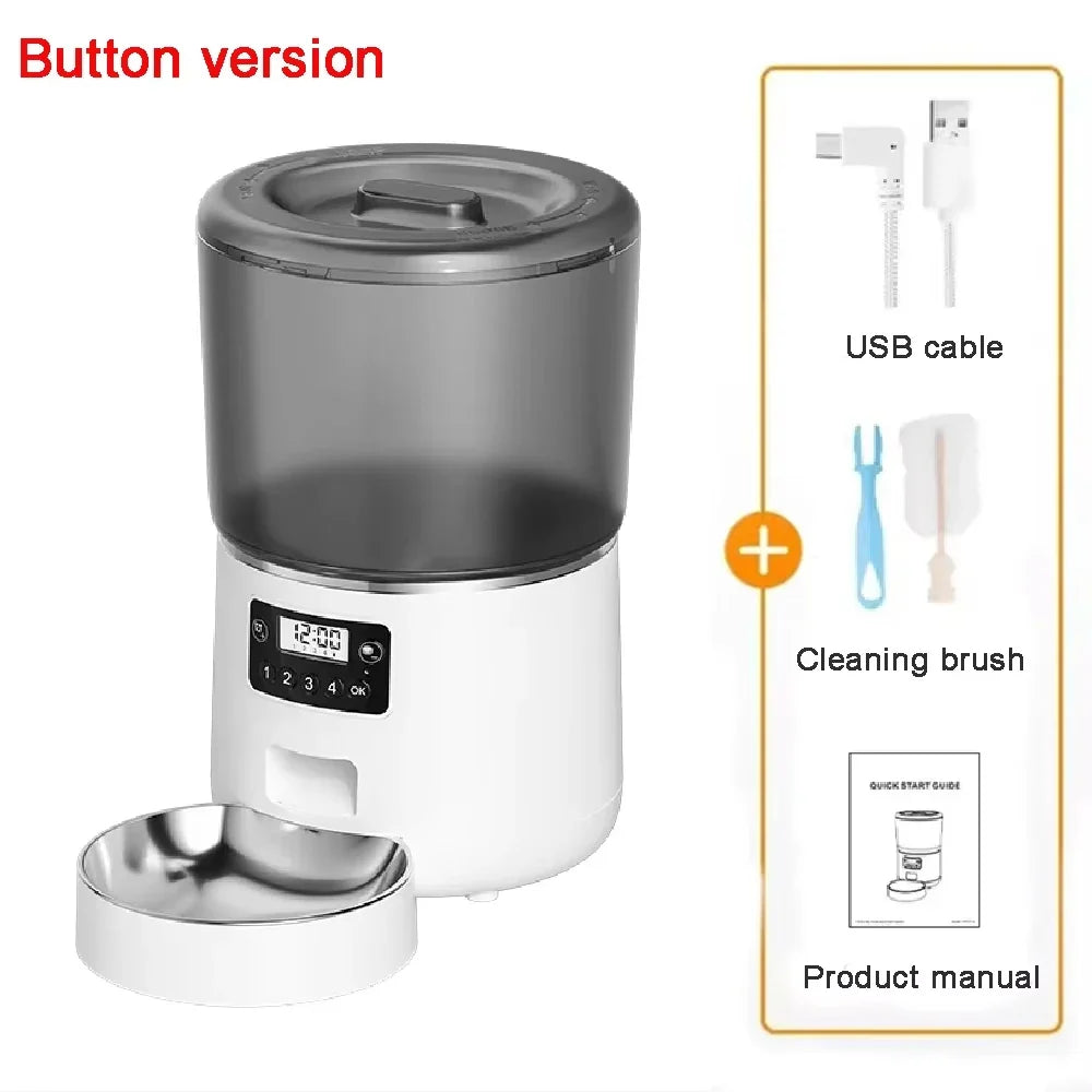 Automatic Pet Feeder 4L Capacity Smart Timer Tuya Control Food Dispenser with Stainless Steel Bowl Dogs Cats Feeding Supplies - Majestic Pet Kingdom