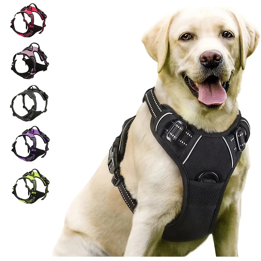 No Pull Dog Harness Front Clip Heavy Duty Reflective Easy Control Handle for Large Dog Walking - Majestic Pet Kingdom