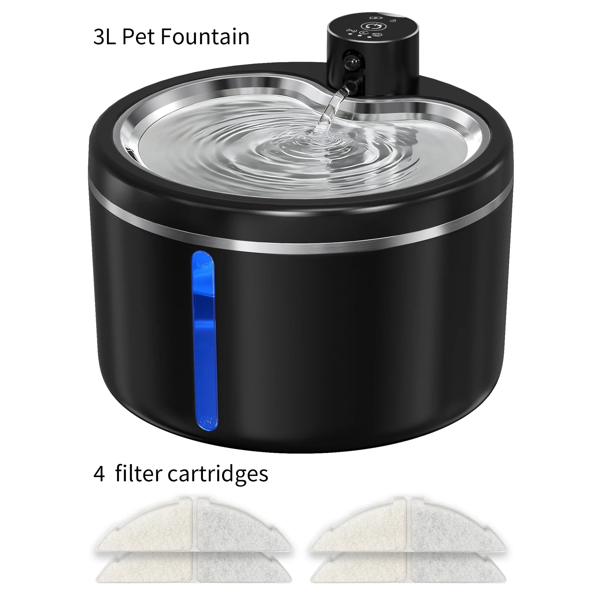 3L Cat Water Fountain Automatic Filter Pet Water Purifier 4000mAh Long-lasting Battery and Silent Pump with Stainless Steel Tray - Majestic Pet Kingdom