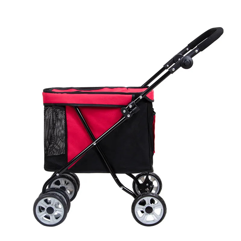 Folding Pet Stroller Cabin with Top Mesh Doo for Dogs and Cats Shock Absorber Swivel Front Wheel,Rear Wheel with Foot Brakes
