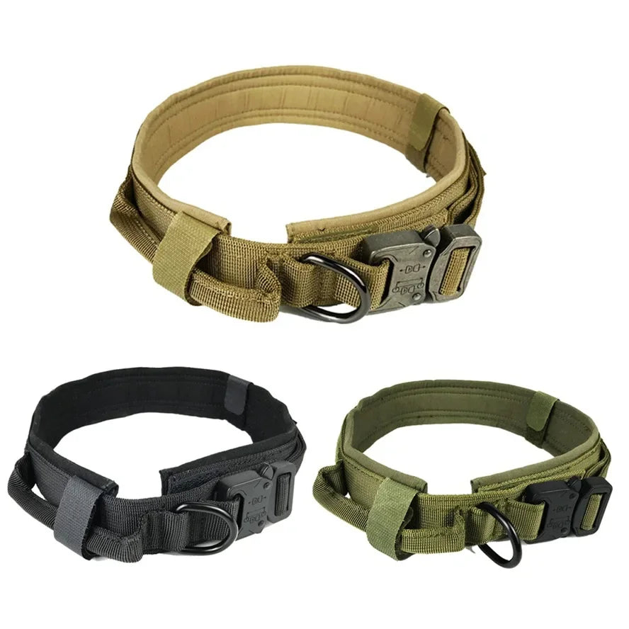 actical Dog Collar  Adjustable Military Training Nylon Dog Collar with  Heavy Metal Buckle for Medium and Large Dogs - Brown | Purrfect Pet Kingdom