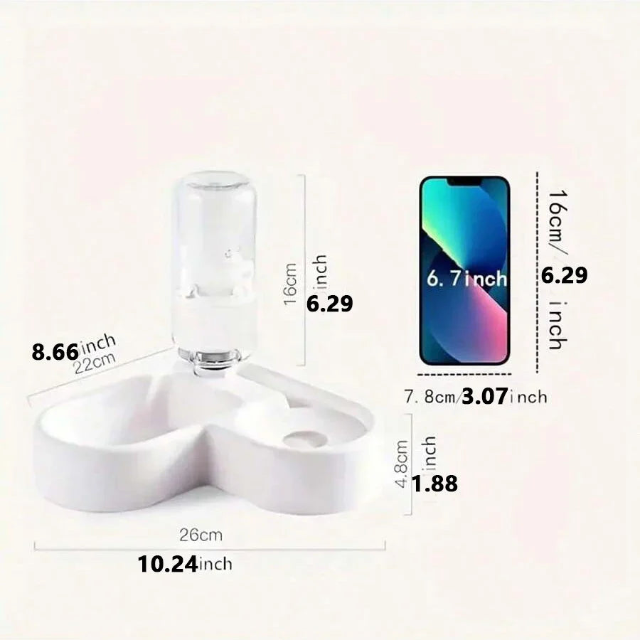 Cat bowl and dog bowl double-bowl automatic water dispenser and food bowl, automatic water dispenser for dogs and cats - Pink | Purrfect Pet Kingdom