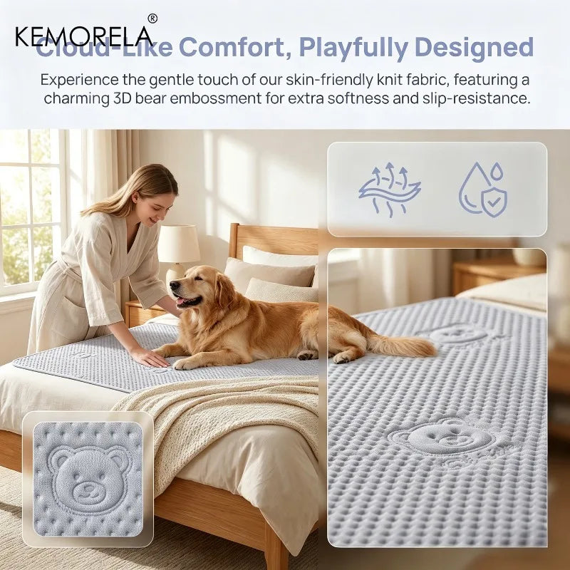 Pet Cooling Pad Smooth Bear Pattern Washable Ice Summer Mat