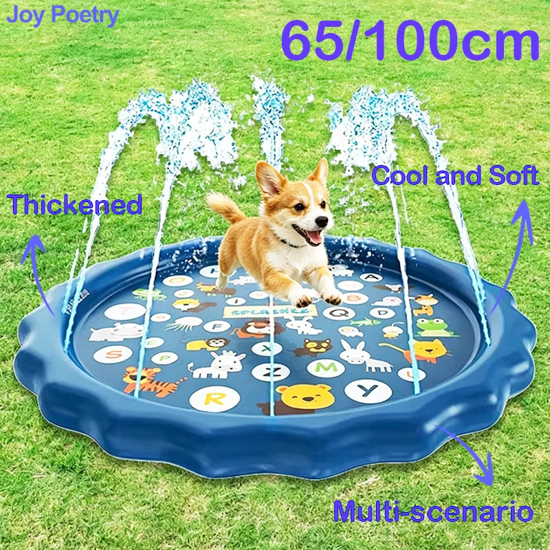 65/100cm Thickened Dog Spray Water Play Mat Cat Playmat Letter Dolphin